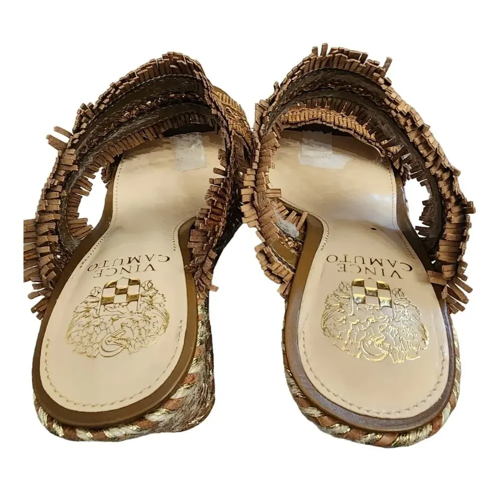 Vince Camuto Brown Espadrille Wedge Sandals, Size 7.5M